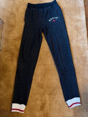 Roots Black Jogger Pants with Red Trim